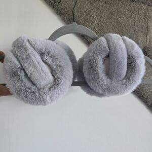 Plush Faux Fur Ear Muffs - Light Gray